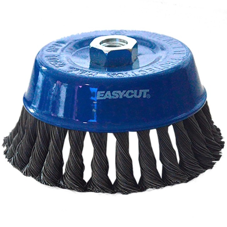 Cepillo tipo copa trenzado de 5 x 0.020 x 5/8-11 pulg. para limpieza de metales