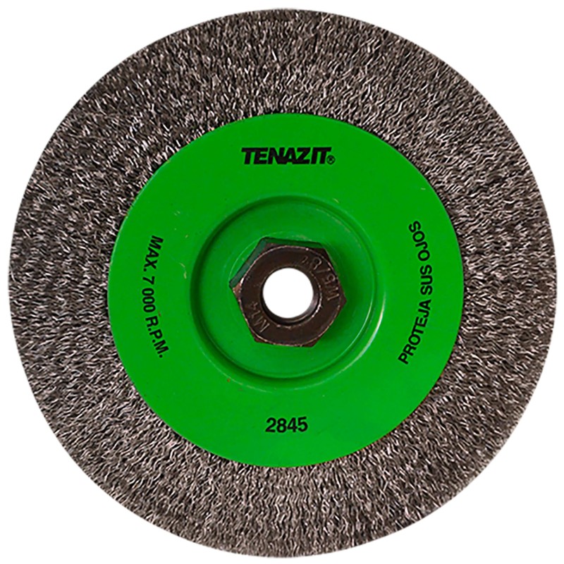 Austromex 2845 Cepillo circular ondulado de 6 x 0.012 x MR pulg. para limpieza de superficies de acero inoxidable