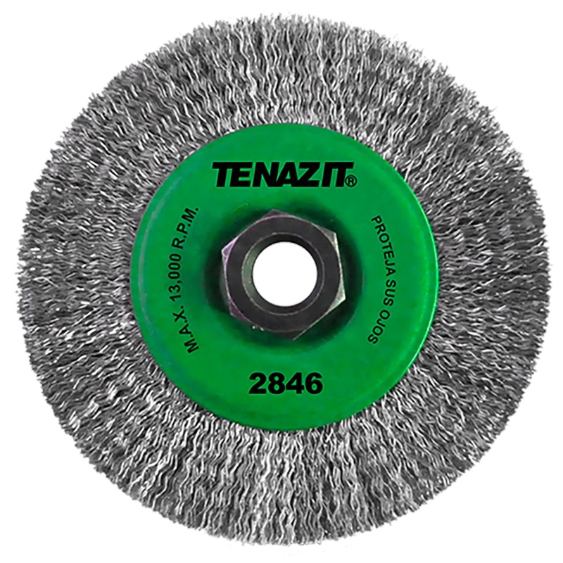 Austromex 2846 Cepillo circular ondulado de 4-1/2 x 0.012 x MR pulg. para limpieza de superficies de acero inoxidable