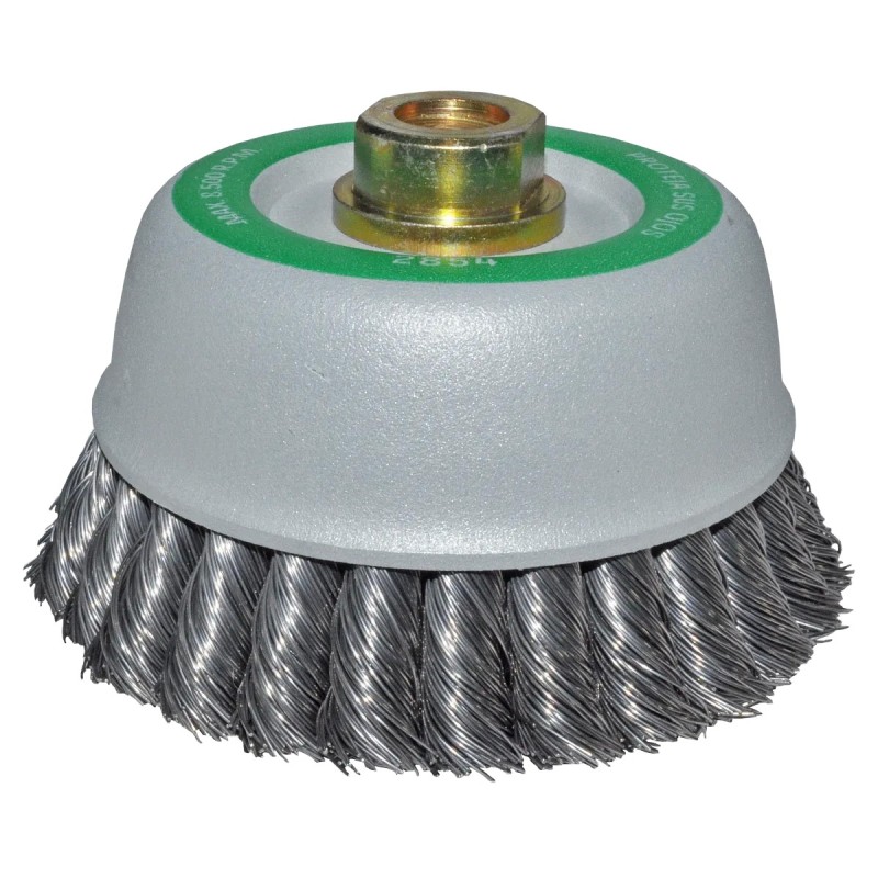 Austromex 2854 Cepillo tipo copa trenzado de 5 x 0.020 x 5/8-11 pulg. para limpieza de metales