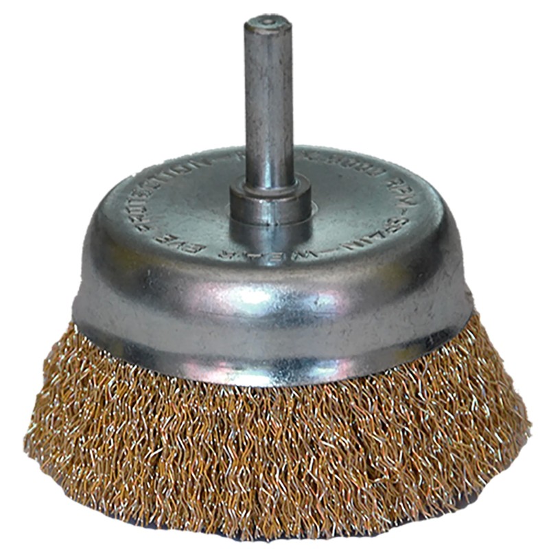 Austromex 2860 Cepillo tipo copa ondulado con vástago de 3 x 0.012 x 1/4" p/ limp. de metales y remoción de óxido
