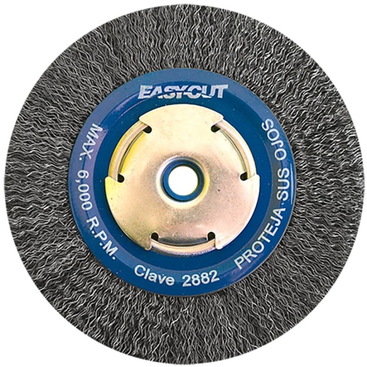 Cepillo circular ondulado de 6 x 0.014 x 1/2 pulg. para limpieza de superficies metálicas