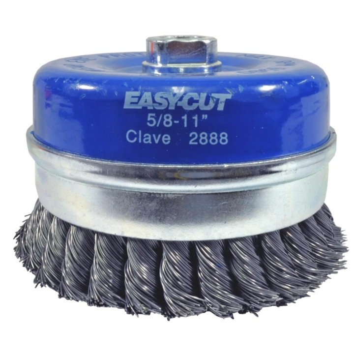 Cepillo tipo copa trenzado de 4-3/4 x 0.020 x 5/8-11 pulg. para limpieza de metales