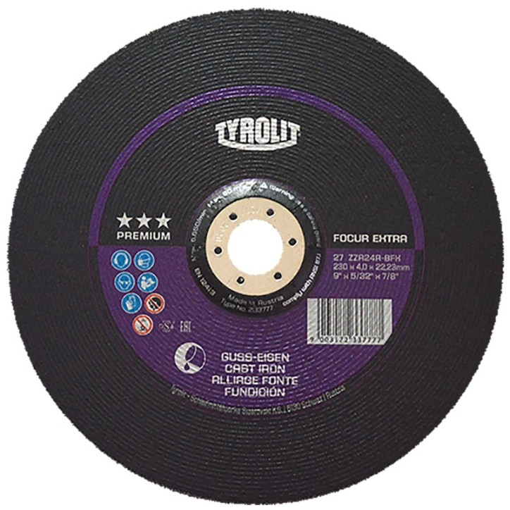 Disco abrasivo para desbaste de hierro gris y fundición nodular de 9 x 5/32 x 7/8 pulg.