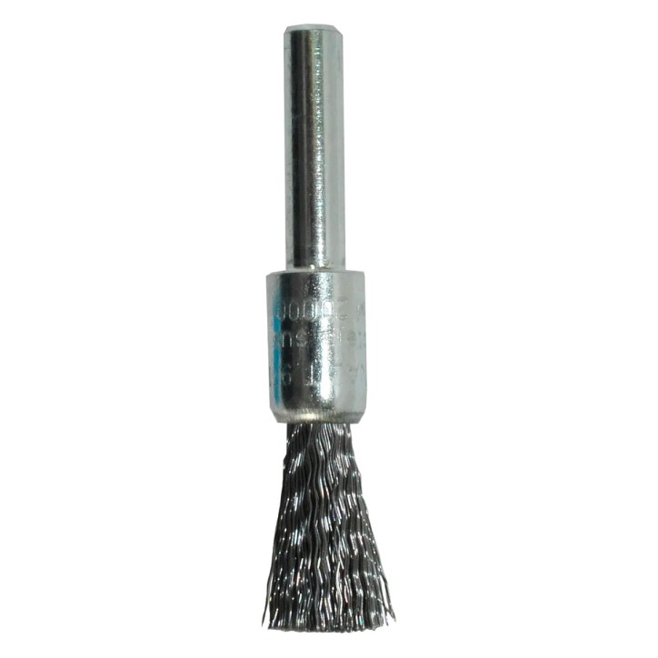 Cepillo tipo brocha ondulado con vástago de 1/2 x 0.008 x 1/4" para limpieza de superficies metálicas y remoción de soldadura