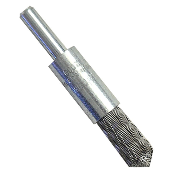 Cepillo tipo brocha ondulado con vástago de 1/2 x 0.014 x 1/4" para limpieza de superficies metálicas y remoción de soldadura