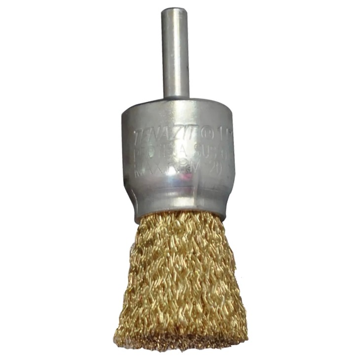 Cepillo tipo brocha de ondulado con vástago de 1 x 0.012 x 1/4" para limpieza de superficies metálicas y remoción de soldadura