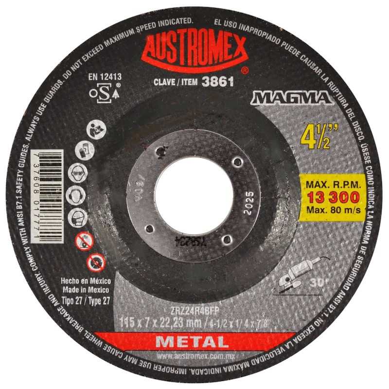 Austromex 3861 Disco abrasivo para desbaste de acero