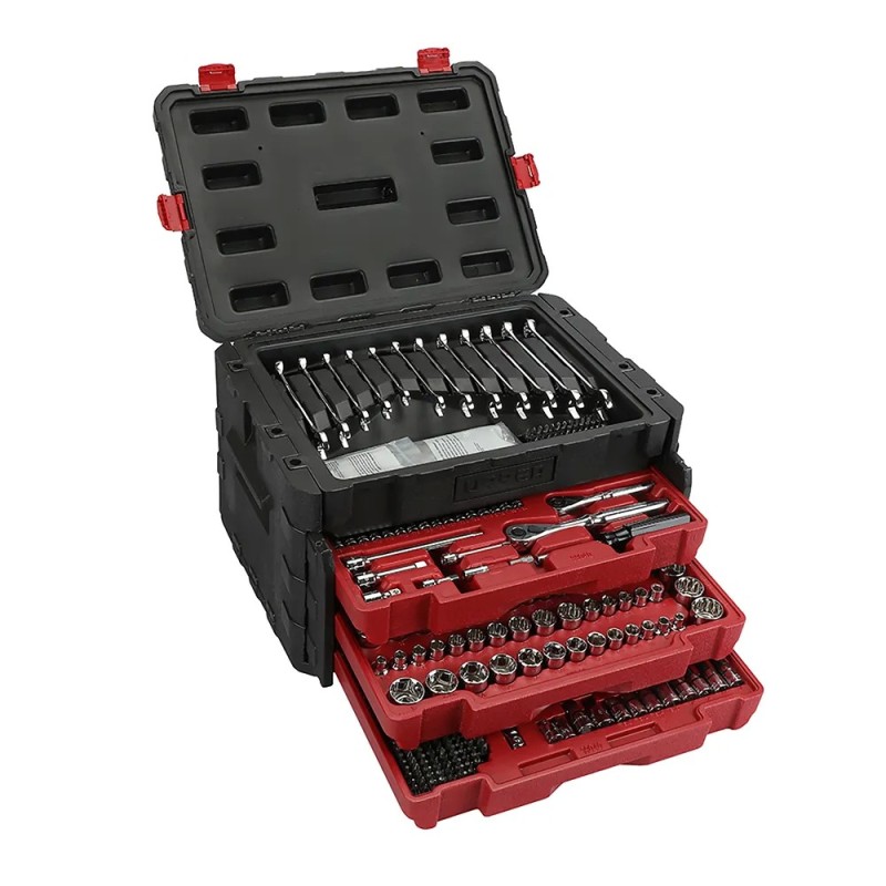 Urrea JCB01 Juego combinado de herramienta para mecánico con caja plástica de 3 gavetas 450 piezas Urrea