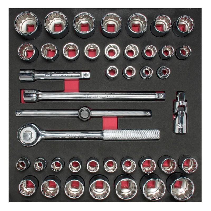 Urrea CH203 Juego de dados cortos y accesorios cuadro de 1/2" combinados 42 piezas Urrea