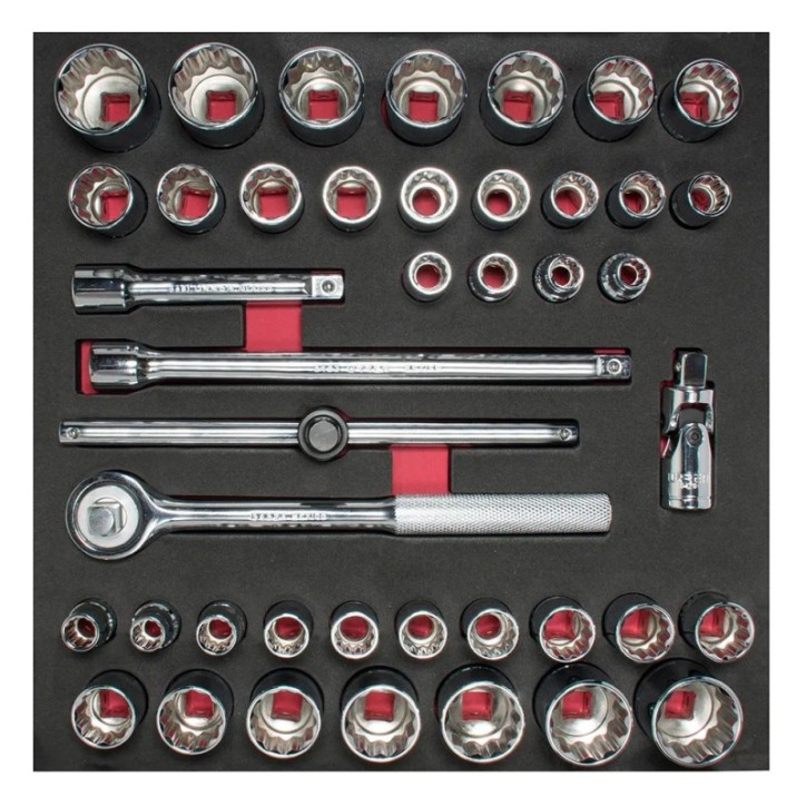 Juego de dados cortos y accesorios cuadro de 1/2" combinados, 42 piezas Urrea