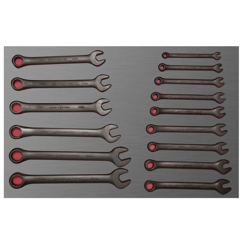 Urrea CH306L Juego de llaves combinadas fosfatizadas métricas 12 puntas 15 piezas Urrea
