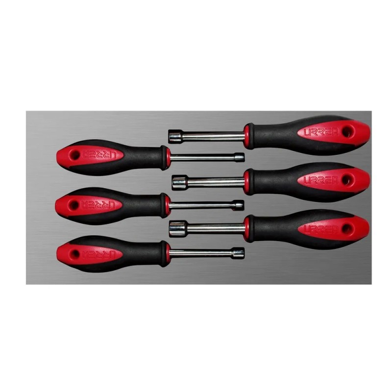 Urrea CH118L Juego de destornilladores mango bimaterial de caja en pulgadas bandeja laminada 6 piezas Urrea
