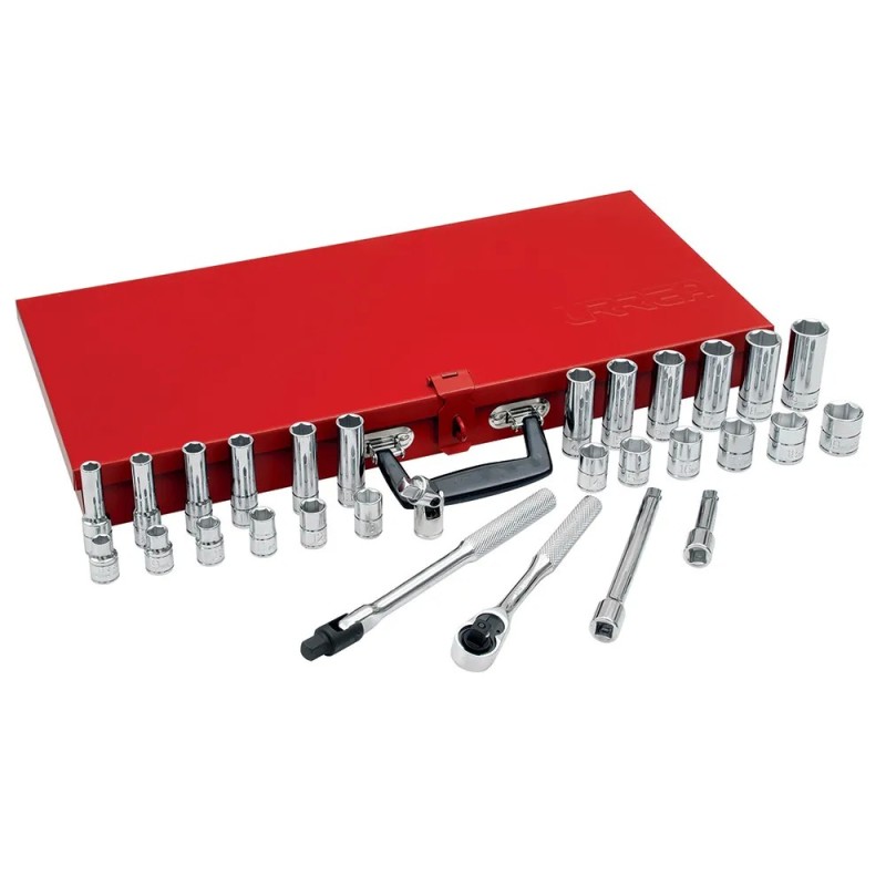 Urrea 52220 Juego de dados y accesorios cuadro de 3/8" métrico 30 piezas Urrea