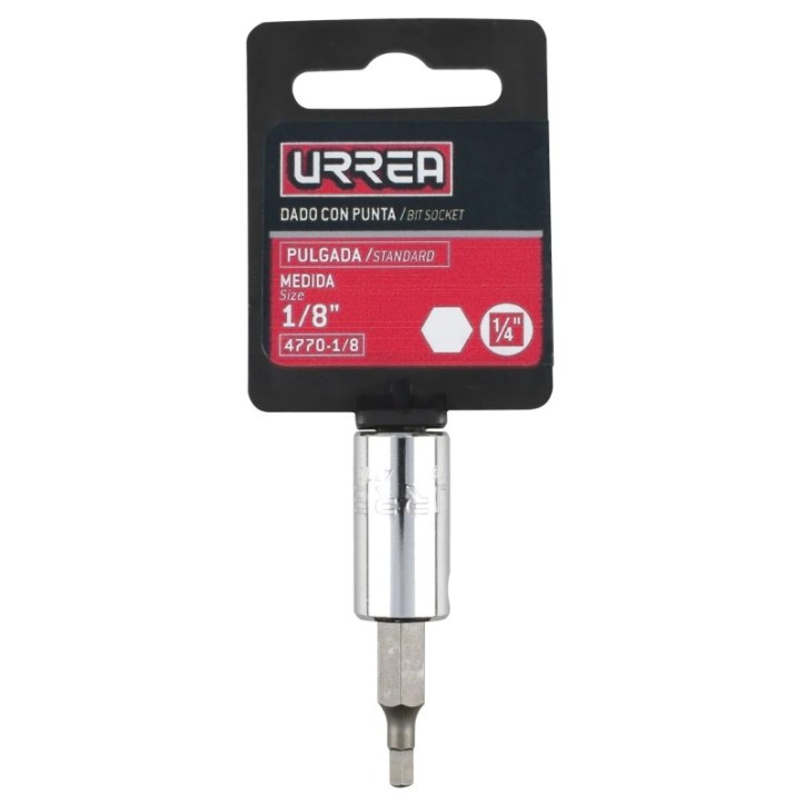 Dado con punta hexagonal cuadro de 1/4", en pulgadas, 3/32" Urrea