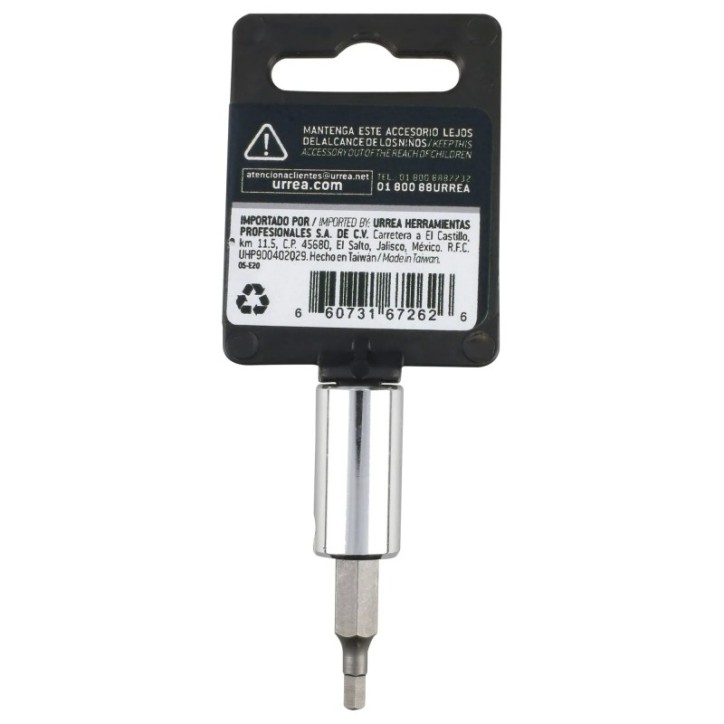 Dado con punta hexagonal cuadro de 1/4", en pulgadas, 3/32" Urrea