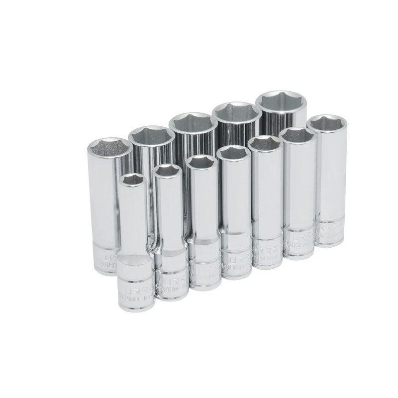 Urrea 52205 Juego de dados largos cuadro de 3/8" métricos 6 puntas en riel 12 piezas Urrea
