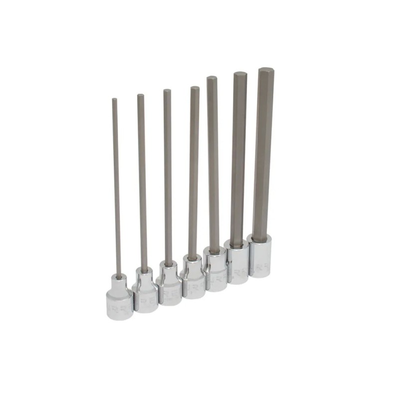 Urrea 4990-7L Juego de dados punta hexagonal extra larga cuadro de 3/8" 6 puntas en pulgadas 7 piezas Urrea