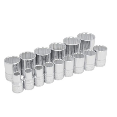 Urrea 54114 Juego de dados cuadro de 1/2" 12 puntas en pulgadas 15 piezas Urrea