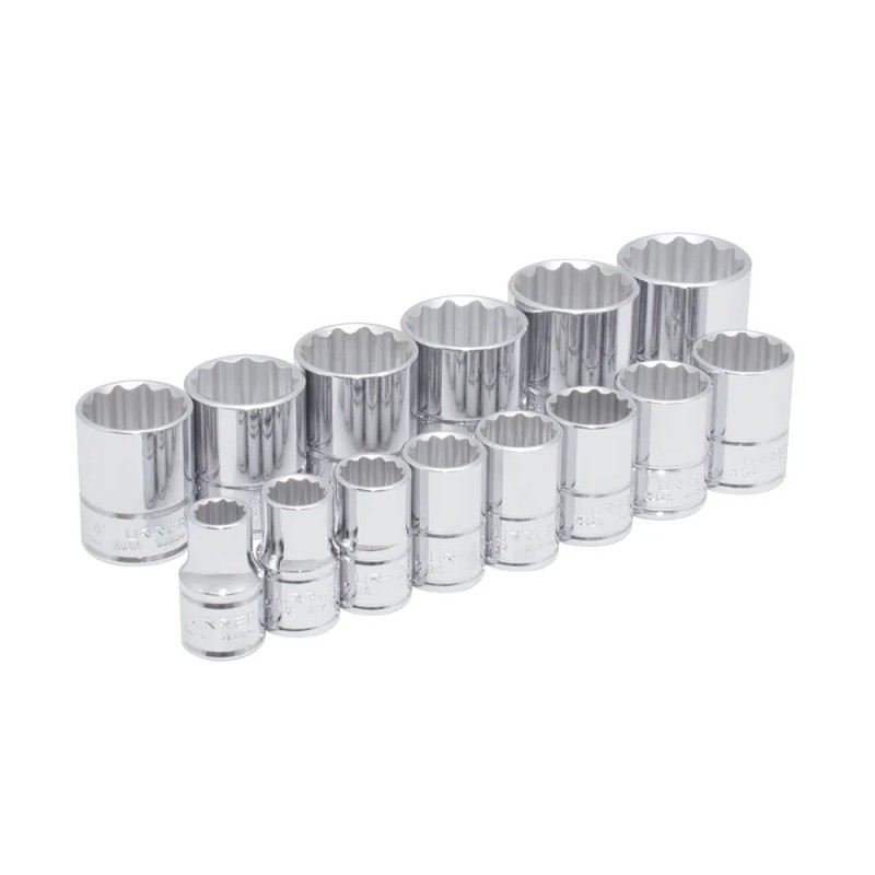 Urrea 5400PA Juego de dados cuadro de 1/2" 12 puntas en pulgadas en riel 14 piezas Urrea