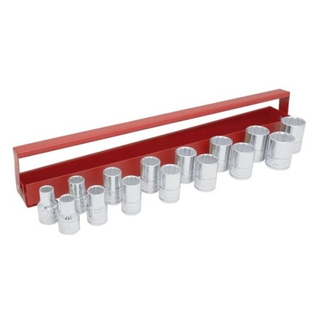 Urrea 54214 Juego de dados cuadro de 1/2" 12 puntas métricos 15 piezas Urrea