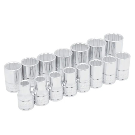 Urrea 54206 Juego de dados cuadro de 1/2" 12 puntas métricos 15 piezas Urrea