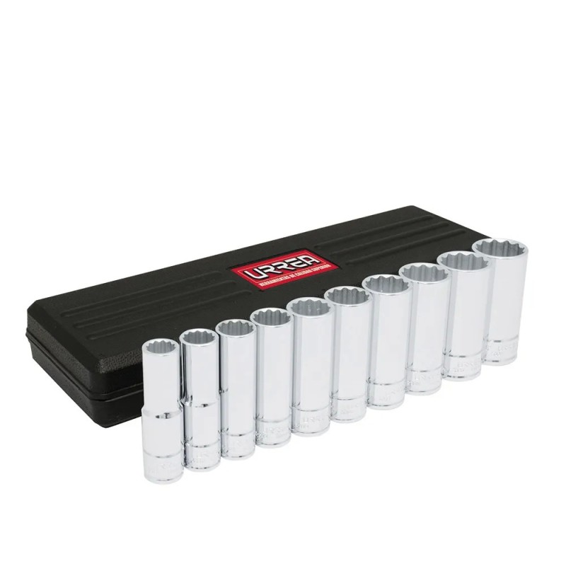 Urrea 5400PH Juego de dados largos cuadro de 1/2" 12 puntas en pulgadas 10 piezas Urrea