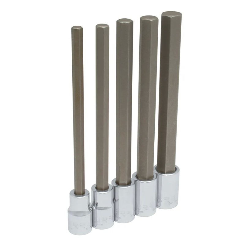 Urrea 5441M5L Juego de dados con punta hexagonal extra larga cuadro de 1/2" métricos 5 piezas Urrea