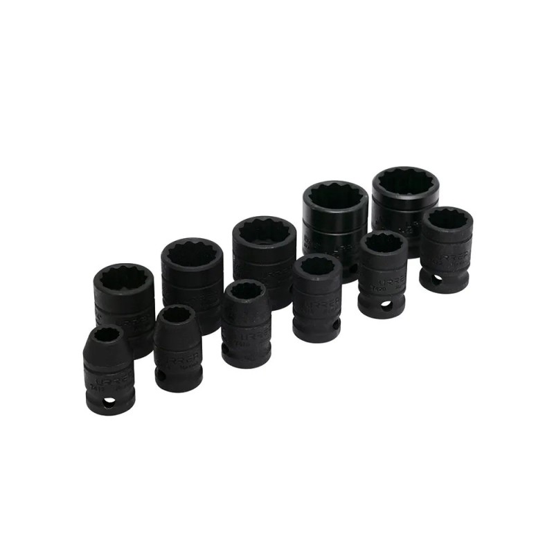 Urrea 74101 Juego de dados de impacto cuadro de 1/2" 12 puntas en pulgadas 11 piezas Urrea
