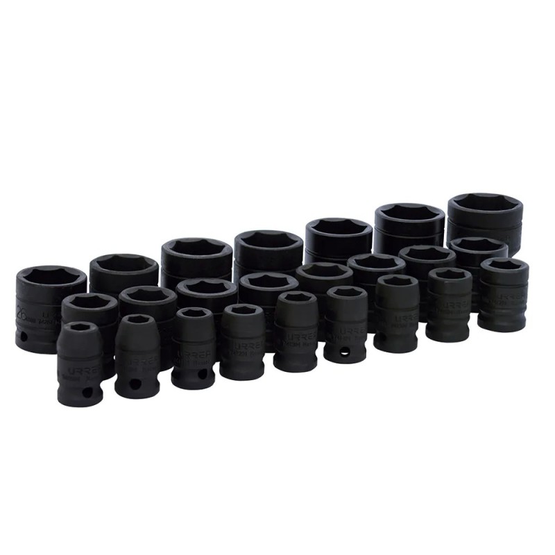 Urrea 74206 Juego de dados de impacto cuadro de 1/2" 6 puntas métricos 24 piezas Urrea
