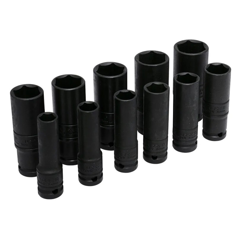 Urrea 73112D Juego de dados de impacto largos pared delgada cuadro de 1/2" 6 puntas en pulgadas 11pz Urrea