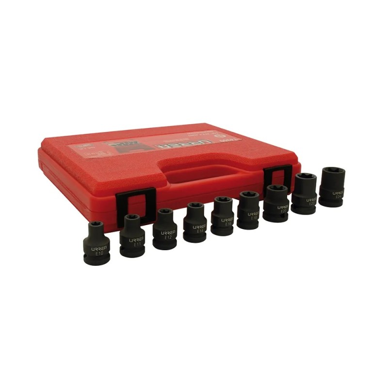 Urrea 74300 Juego de dados de impacto torx hembra cuadro de 1/2" 9 piezas Urrea