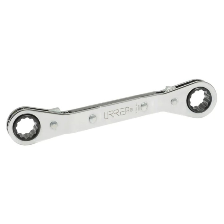Llave de estrías pulido espejo acodada de matraca en pulgadas, 12 puntas, 5/8" x 3/4" Urrea
