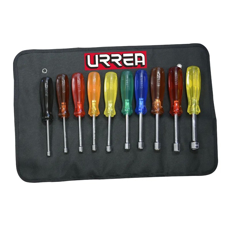 Urrea 9201B Juego de destornilladores con mango ámbar de colores de caja en pulgadas 10 piezas Urrea