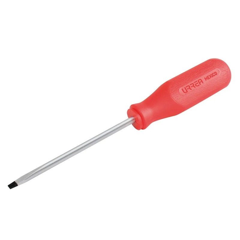 Urrea 9643R Destornillador con mango rojo punta plana barra redonda 5/16" x 10" Urrea