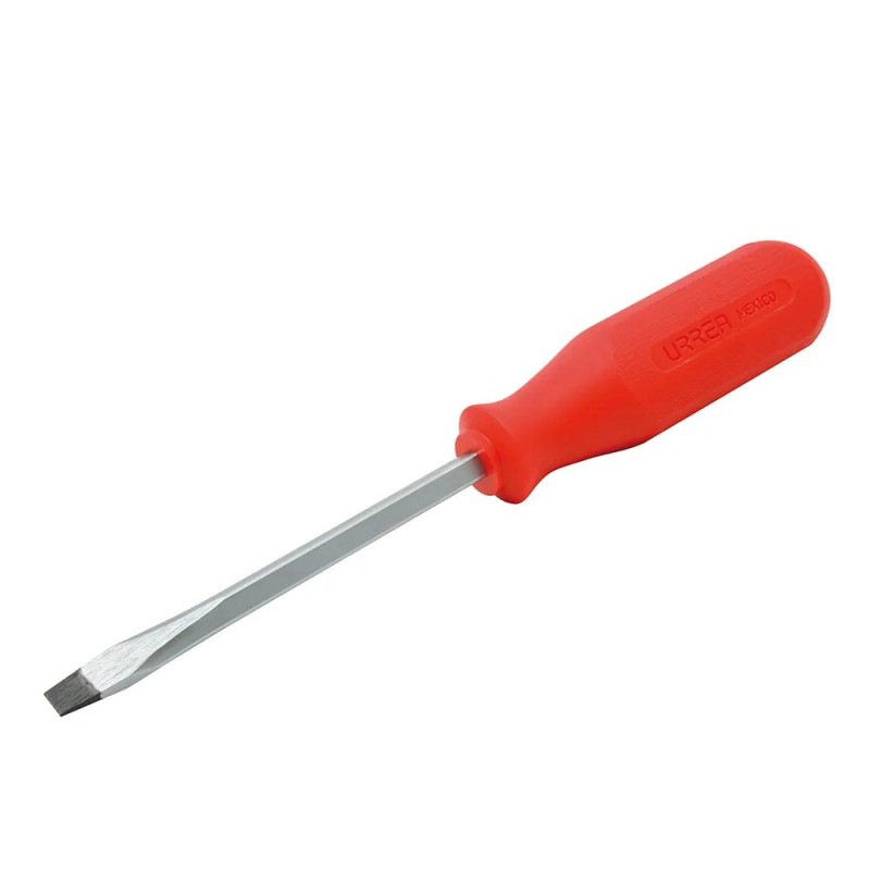 Urrea 9808R Destornillador con mango rojo punta plana barra cuadrada 3/8" x 8" Urrea