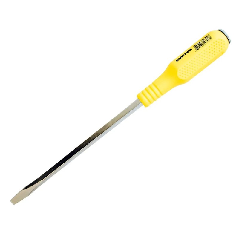 Surtek D403G Destornillador con mango amarillo de golpe punta plana 3/16" x 3" Surtek