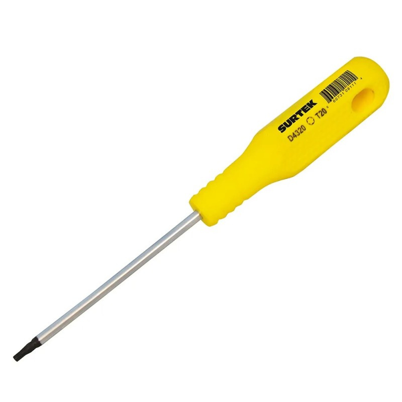 Surtek D4320 Destornillador con mango amarillo punta Torx T20 x 4" Surtek