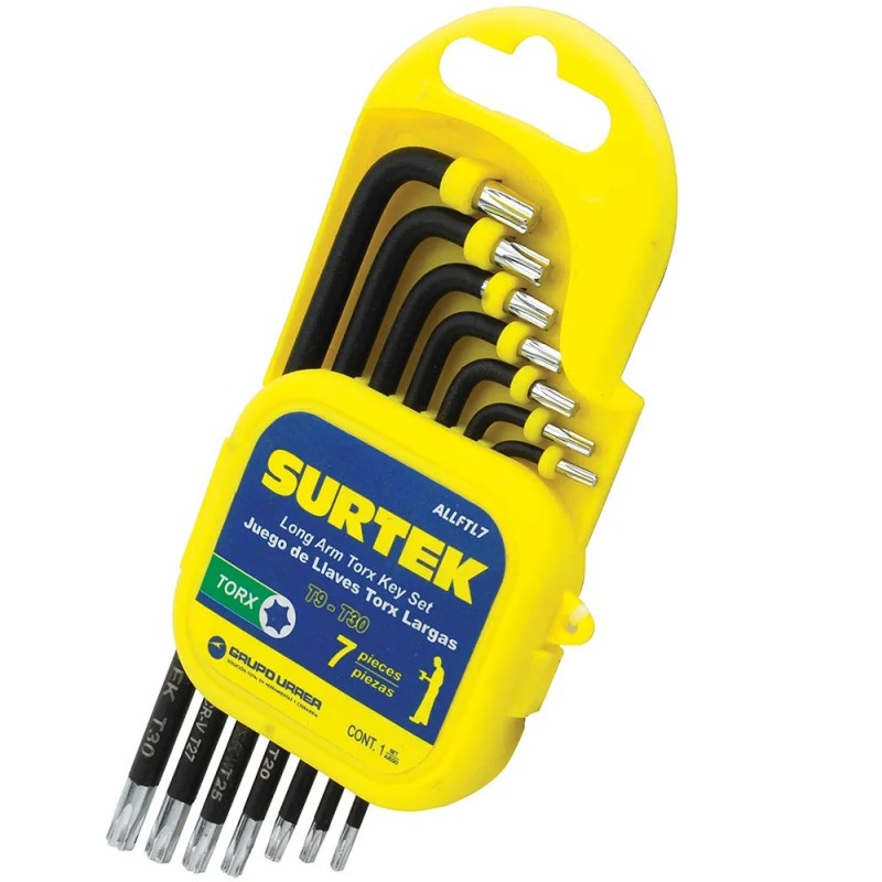 Surtek ALLFTL7 Juego de llaves hexagonales tipo "L" Torx largas 7 piezas Surtek